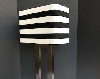 LAMPSHADE ONLY, Monochrome black and white color block lampshade, handmade custom made to order rounded corner rectangle modern lampshade