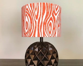 LAMPSHADE ONLY, tree bark print lampshade, orange print lampshade, handmade lampshade, botanical print lampshade