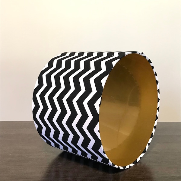 LAMPSHADE ONLY, black and white lampshade, chevron lampshade, monochrome lampshade, zig zag lampshade, drum lampshade