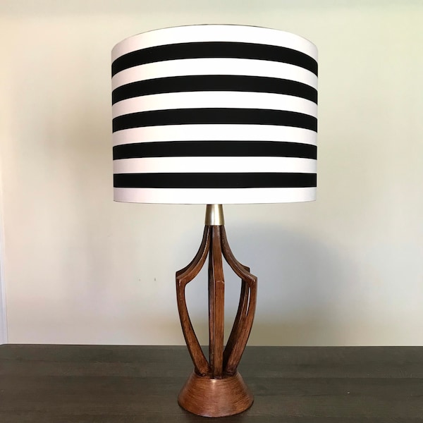 LAMPSHADE ONLY, Black white lampshade, monochrome lampshade, handmade lampshade, horizontal stripe lampshade, contemporary lampshade