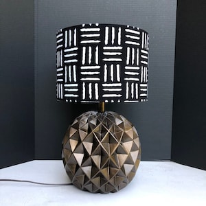 LAMPSHADE ONLY, Black and white lampshade, cotton lampshade, handmade lampshade, monochrome color lampshade, basket weave print lampshade