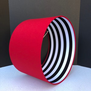 LAMPSHADE ONLY, Double sided lampshade, monochrome print lampshade, handmade lampshade, black white stripe lampshade, Red Lampshade,