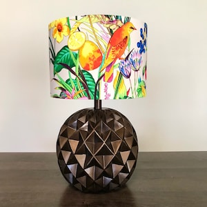 LAMPSHADE ONLY, Floral print lampshade, flowers lampshade, handmade lampshade, drum lampshade, beige lampshade, birds lampshade