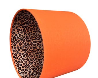 LAMPSHADE ONLY, Double sided lampshade, Orange brown leopard animal print lampshade, handmade custom  lampshade, bold home decor