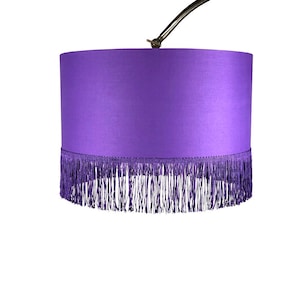 LAMPSHADE ONLY, Vivid purple fringe lampshade, cotton lampshade, handmade lampshade, large lampshade, contemporary lampshade