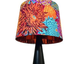 LAMPSHADE ONLY, Colorful Floral Empire tapered lampshade, Bold Chrysanthemum lamp Shade, handmade lampshade, Modern maximalist lampshade