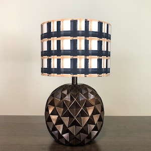 LAMPSHADE ONLY, Plaid print lampshade, Neutral print lampshade, handmade lampshade, drum lampshade, Checker lampshade