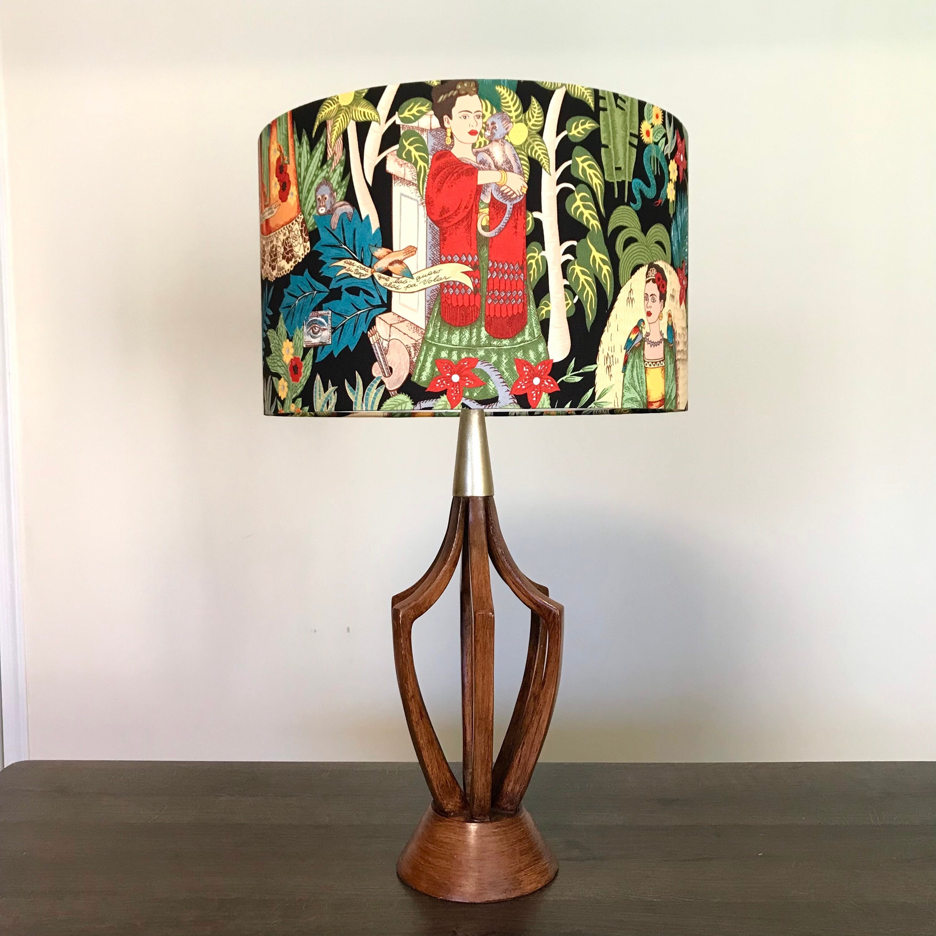 ABAT-JOUR SEULEMENT, Abat-jour imprimé floral, abat-jour Frida, abat-jour fait main, abat-jour tambour, abat-jour noir, abat-jour animaux