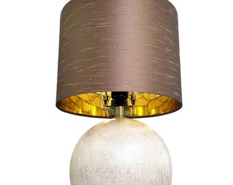 LAMPSHADE ONLY, Faux Silk Brown lampshade, handmade custom made to order drum lampshade