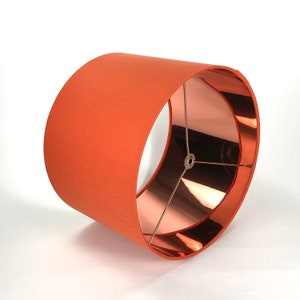 LAMPSHADE ONLY, Tangerine orange lampshade, linen lampshade, handmade lampshade, Drum lampshade, contemporary lampshade