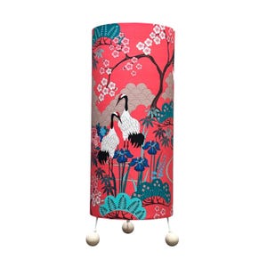 LAMPSHADE ONLY, Cranes flowers bird garden print lampshade, handmade custom made to order lampshade, Japanese print drum lampshade