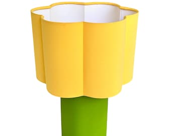 Tvådelad handgjord vågig bordslampa, gul och grön modern lampa, modern färgglad belysning, iögonfallande heminredning, designerbelysning