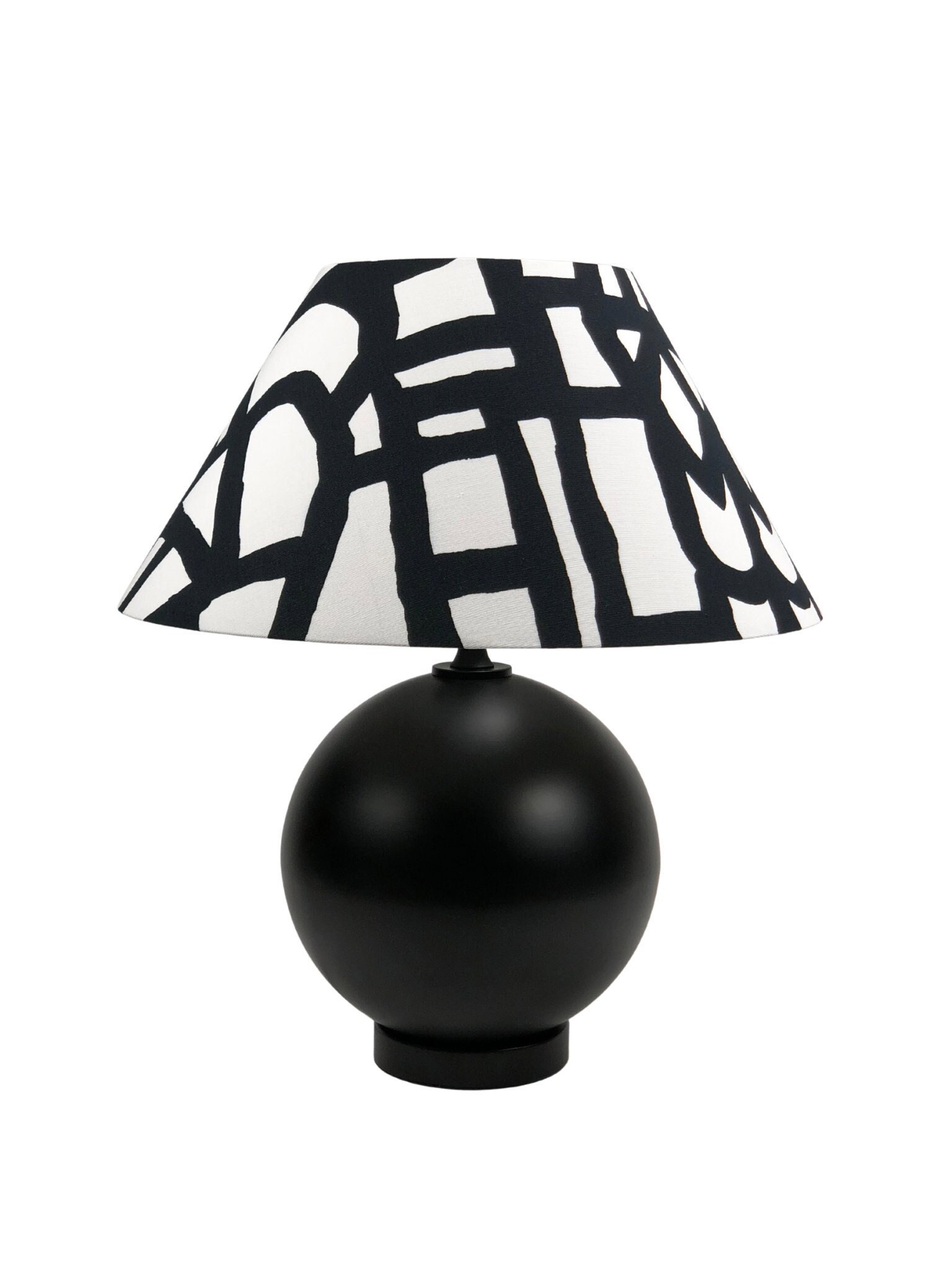 LAMPSHADE ONLY, Abstract print lampshade, Empire conical lampshade, Black and white lampshade, Monochrome cone style lampshade
