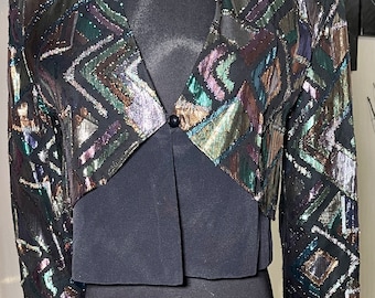 Vintage Cropped Black Blazer Top main image 1