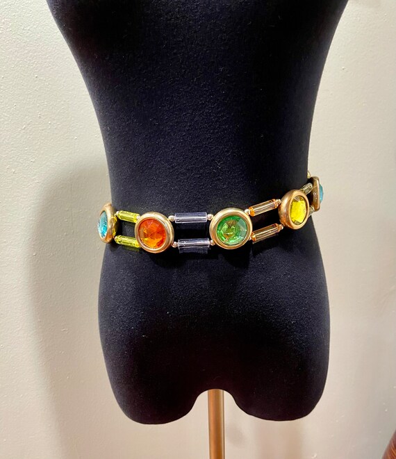 Vintage 90s Acrylic Gem/Cabochon Belt. PASTEL COLO