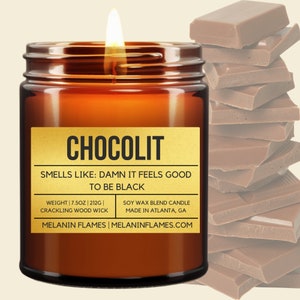 ChocoLit| Chocolate Amber | Scented Candle | Amber Jar Candle | Black Owned Candle Company | Gift For Her | Wood Wick Candle | Candle Gift