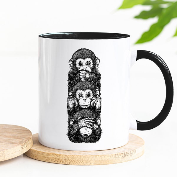 Lustige Tasse drei Affen - Nix sagen, nix hören, nix sehen | 3 Affen Bestseller