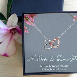 Moeder & Dochter / Double Heart Ketting / Aanpasbare berichtkaart /Gift Box