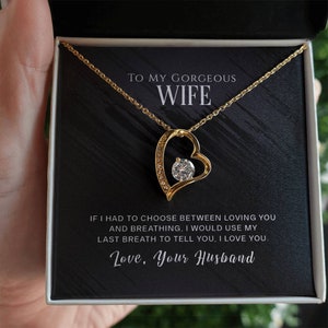 To My Wife / Forever Love Necklace / Toccando la scheda del messaggio e la confezione regalo / Per la moglie