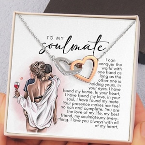 À ma belle âme sœur / Collier Double Cœur avec carte de message personnalisée