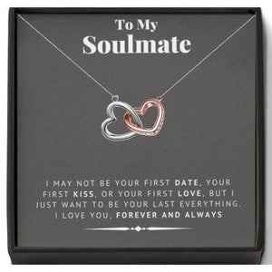 À mon âme soeur / Collier double cœur / Carte de message personnalisable / Cadeau d'anniversaire