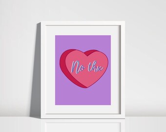 No Thx Candy Heart Digital Print