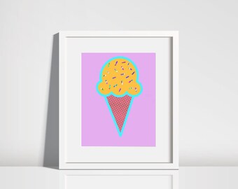 Ice Cream Neon Digital Print