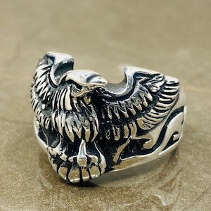 Eagle Silver Ring for Men, Flying Eagle Jewelry, Unique Silver Ring, Gift for Men, Sterling Silver, 925 Silver Ring, Animal Jewelry