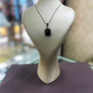 Joias onix, colar feminino de prata, colar de prata com pedra ônix, presente de colar, presente de prata, colares atraentes, colares para ela