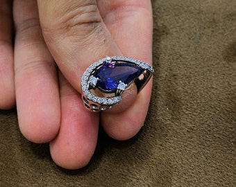 Anillo de piedra púrpura, piedra de amatista, anillo de plata de amatista, anillo 925, anillo de piedra preciosa de plata, un anillo único, anillo de piedra curativa, anillo de banda de amatista