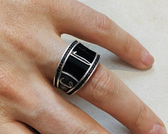 Handmade Sterling Silver Arabic Ring, 925 Sterling Silver Islamic Ring, Designer Ring, Unique Men's Ring, Arabic Gifts, Muslim Gift