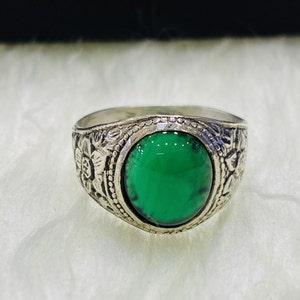 Handgemachter Silber Ring,Grüner Edelstein Ring,Grüner Achat,Grüner Stein Schmuck,Achat Band Ring,Moos Achat Stein,Achat Schmuck
