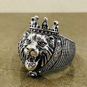 Silver Lion Ring Men,Lion Head,Lion King Ring,925 Sterling Silver,Lion Sign Ring,Anniversary Ring, Unique Ring, Animal Ring