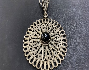 Handgemachte SilberKette, Handgemachter Schmuck mit Oltu Stein, Silber Schmuck, Moderne Stein Halskette, Einzigartige handgemachte Halskette, Halsketten für Sie
