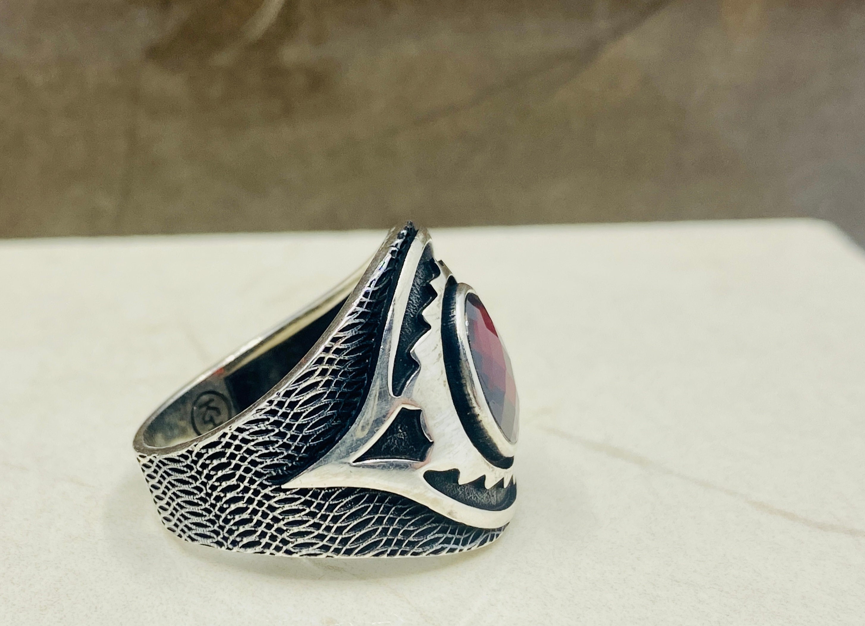 Handmade Sterling Silver Ring, Red Stone, 925 Ring, Unisex