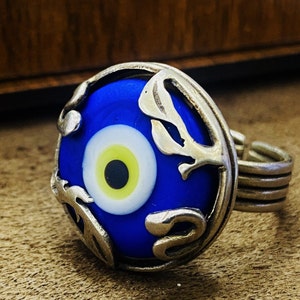 Handmade Ring, Turkish Eye Ring, Evil Eye Art, Silver Evil Eye, Silver Evil Eye Ring, Evil Eye Gift, Evil Eye Protection, Third Eye Ring
