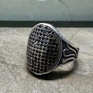Men&#39;s Handmade Silver Ring, Zircon Stone Silver Ring, 925 Sterling Silver, Gift for Him, Anniversary Gift Ring, Turkish Handmade
