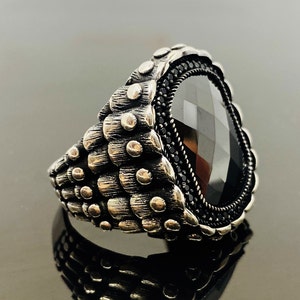 Handmade Silver Ring,Zircon Ring,Black Stone,Black Silver Ring,925 Ring,Black Stone Rings,Ring Silver,Silver,Big Black Ring