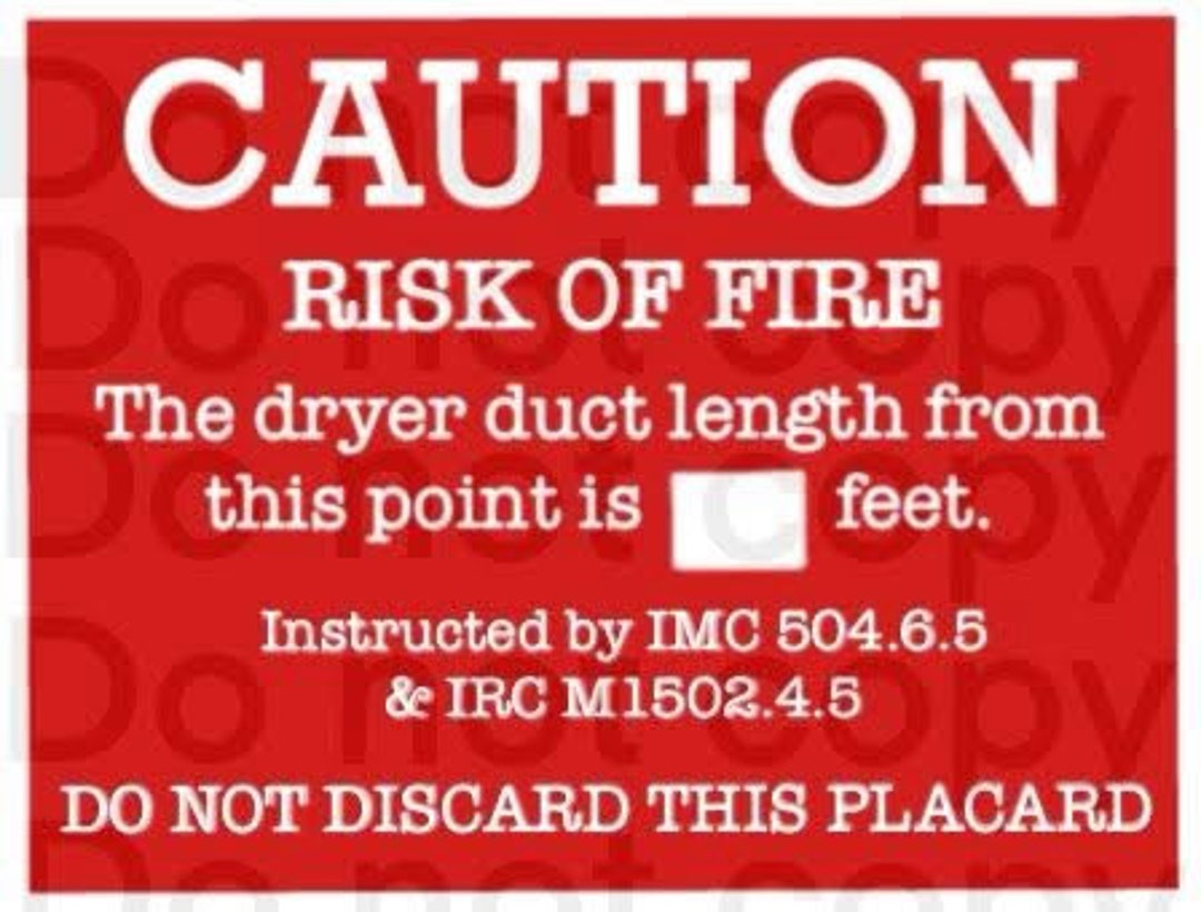 Dryer Vent Placard Sticker Red Dryer Vent Sticker Caution Etsy
