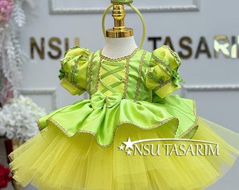 Frog Princess Theme First Birthday Dress Costume Theme Party Green Ball Gown Apparel