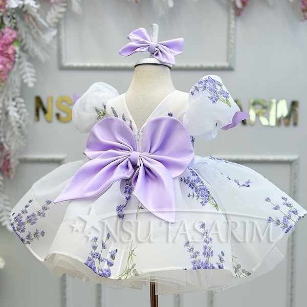 Easter Dress Toddler, Lavender and silver dress, Lavender party dress, Baby girl Lavender dress