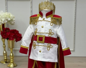 Prince Costume, Prince Charming Costume,Prince Suit, Red Prince Party Suit, King Theme Baby Clothes