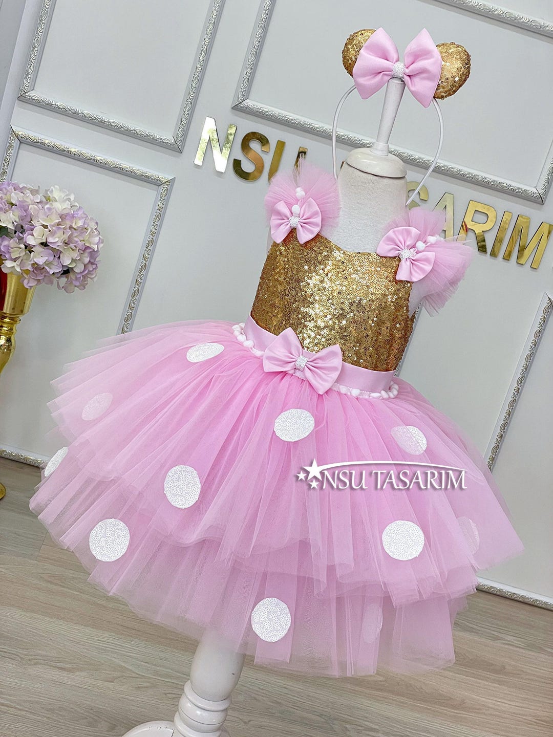 Pink Minnie Mouse Dress. Baby Girl Dress. Minnie Mouse Birthday Dress ...