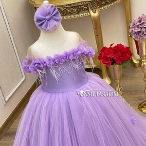 Abito da bambina color lavanda. Abito da festa per bebè. Abito primo compleanno bambina. Abito da ragazza di fiori, abito da compleanno lilla lavanda, per bambina. Fatto a mano! immagine 4