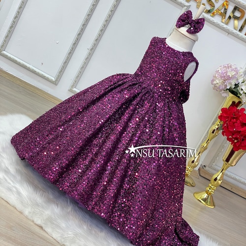 Baby Girl Princess Purple Party Dress. Purple Shiny Dress. Etsy