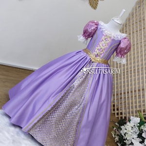Princess Rapunzel Dress. Rapunzel theme dress. Rapunzel costume. For special occasion, long toddler gown, Rapunzel princess gown