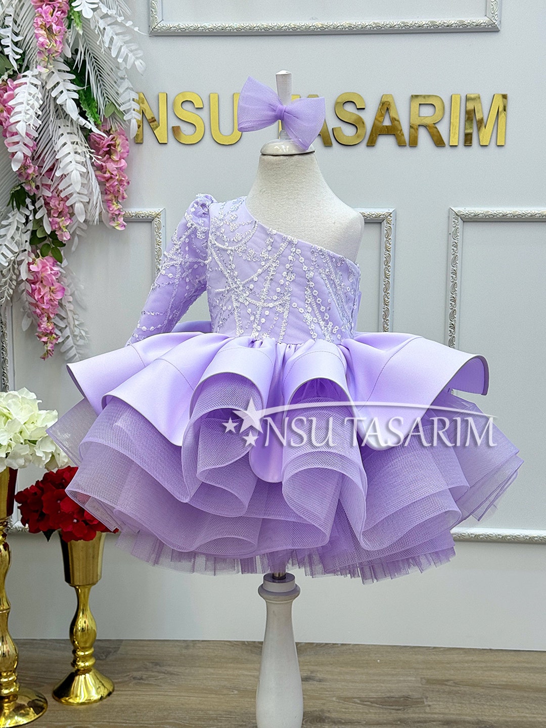 Baby Girl Dress Lavender and Silver. Sparkle Dress. Party Dress. Baby