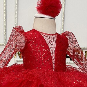 Red baby girl dress hair accessory
