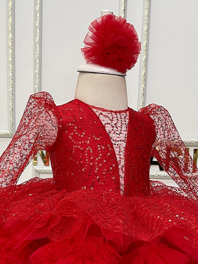 Red baby girl dress hair accessory