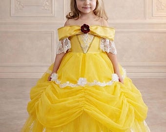 Belle dress. Baby Girl Belle costume. For special occasion,Beauty and the beast,  princess belle gown dress. couture gown.